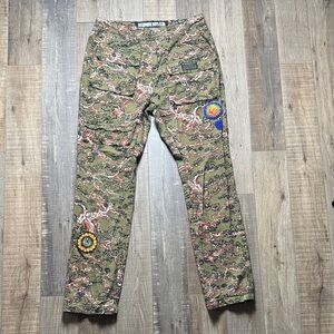 Billionaire Boys Club Green Cargo Pants with Colorful Patches